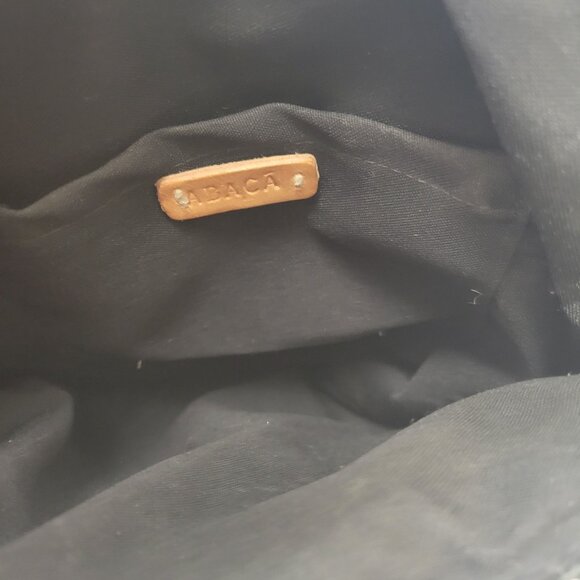 Woven Abacá Black & Beige Backpack Bag With Braided Strap - Picture 5 of 6